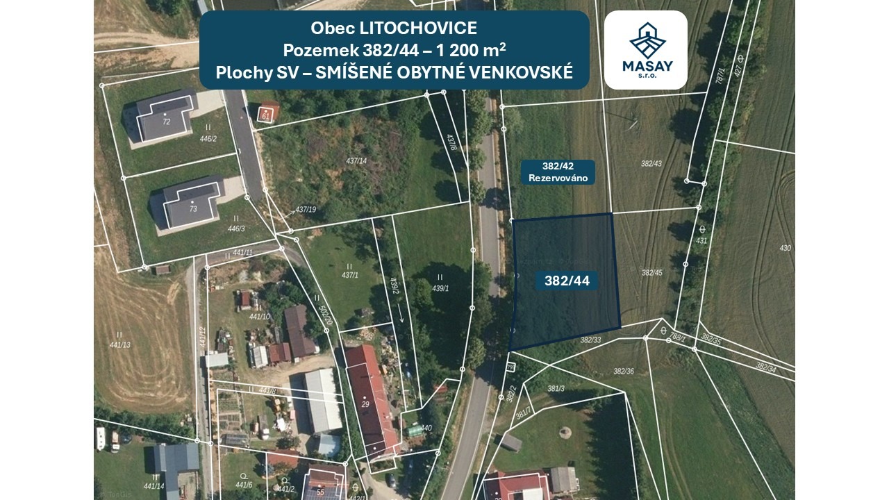 Prodej stavebního pozemku 1200 m² Litochovice